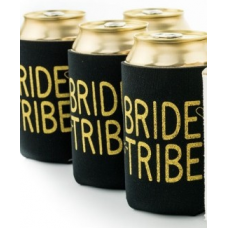 Can Cooler - Bride Tribe Black with Gold Writing